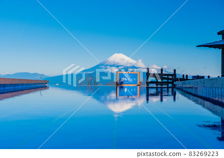 (Shizuoka Prefecture) Izu Panorama Park Beyond the Ao Terrace, Mt. Fuji with snow makeup (Shizuoka Prefecture) Izu Panorama Park Beyond the Ao Terrace, Mt. Fuji with snow makeup 83269223