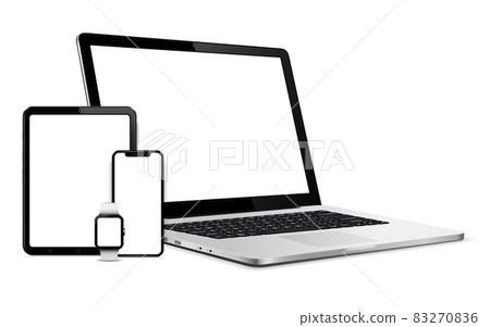 Laptop, smartphone, tablet, smartwatch mockup Laptop, smartphone, tablet, smartwatch mockup 83270836