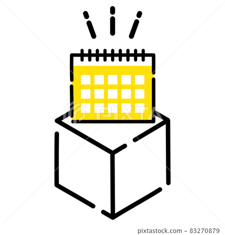 購物日曆時間表黃色框禮品購物簡單可愛圖標 購物日曆時間表黃色框禮品購物簡單可愛圖標 83270879