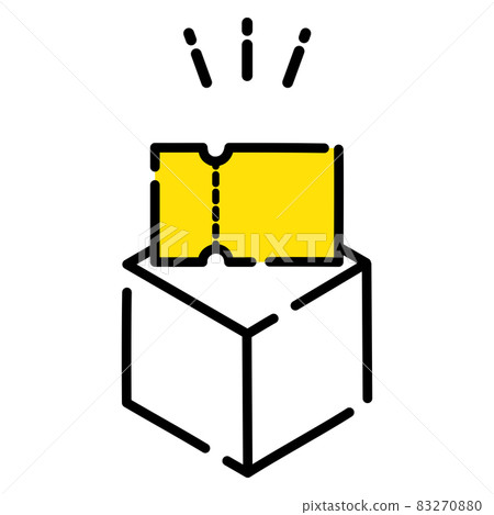 購物票黃盒禮品購物簡單可愛圖標 購物票黃盒禮品購物簡單可愛圖標 83270880