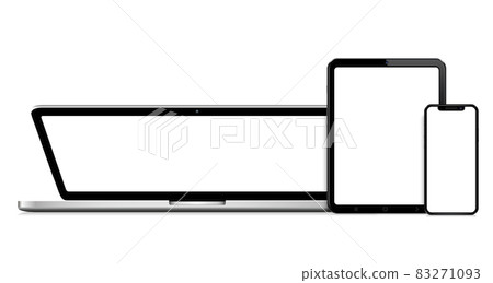 Opened laptop, tablet, phone mock up 83271093