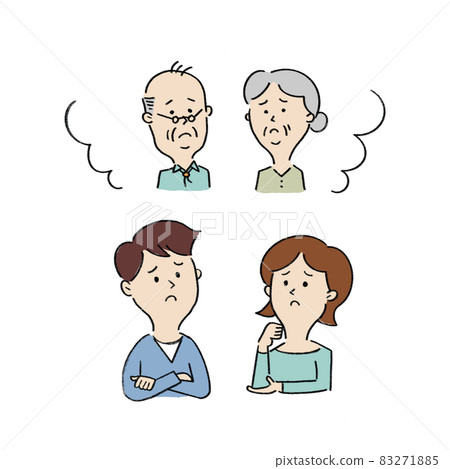 Young couple worried about old age Young couple worried about old age 83271885