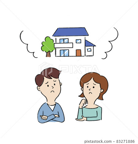 A young couple worried about their house A young couple worried about their house 83271886