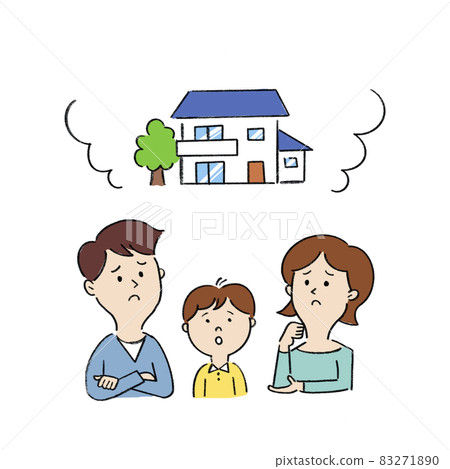 A family of three worried about the house A family of three worried about the house 83271890