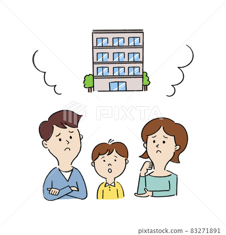 A family of three worried about an apartment A family of three worried about an apartment 83271891