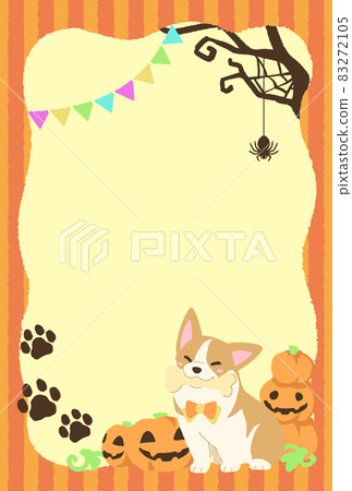 流行萬聖節柯基犬明信片_垂直 83272105