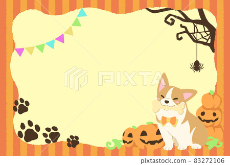 流行萬聖節柯基犬明信片_水平 83272106