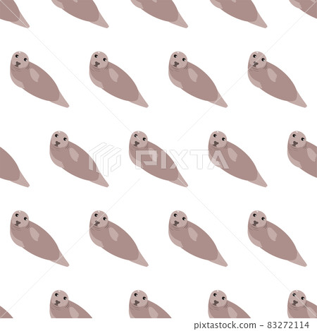 Sea animal seamless pattern with seal. Undersea world habitants print. Hand drawn underwater life vector illustration. Funny cartoon marine animals character for kid fabric, textile. 83272114