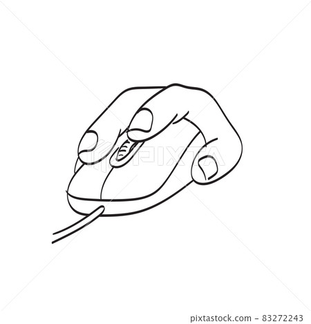 line art closeup hand using mouse illustration vector isolated on white background 83272243