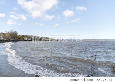 On the shore view of Tacoma waterfront at Washington On the shore view of Tacoma waterfront at Washington 83273045