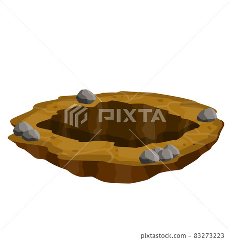 Big hole in ground. Element of desert landscape. Cartoon illustration. Big hole in ground. Element of desert landscape. Cartoon illustration. 83273223