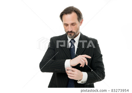 Perfectly dressed. Stylish businessman button shirt cuff.  83273954