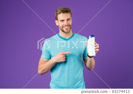 Hair care and healthy skin without dandruff. Man happy  83274413