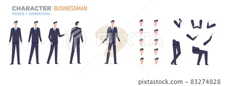 businessman character for animation. Creation set 83274828