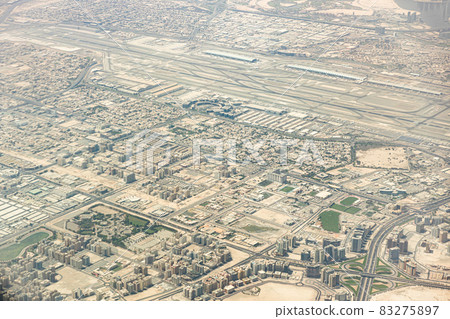 Aerial View Of Development In Dubai Airport Area. Dubai, United Arab Emirates Aerial View Of Development In Dubai Airport Area. Dubai, United Arab Emirates 83275897