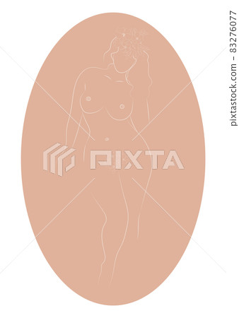 Silhouette of a woman, female body, body positive, cosmetic concept with flowers, trendy beige, template Silhouette of a woman, female body, body positive, cosmetic concept with flowers, trendy beige, template 83276077