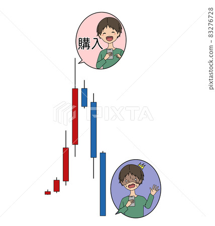男子因投資暴漲，匆忙搶到高價的形象插畫素材 83276728
