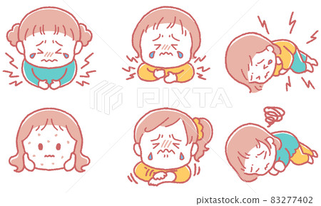 Illustration set of a girl who is sick 83277402