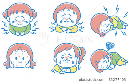 Illustration set of a girl who is sick 83277403