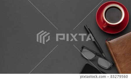 flat lay desk elements arrangement with copy space. High quality and resolution beautiful photo concept 83279560