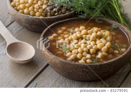 high angle chickpeas soup concept. High quality and resolution beautiful photo concept 83279591