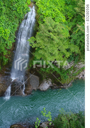 View from Komon Bridge in Tedori Gorge Hakusan Tetorigawa Geopark 83280506