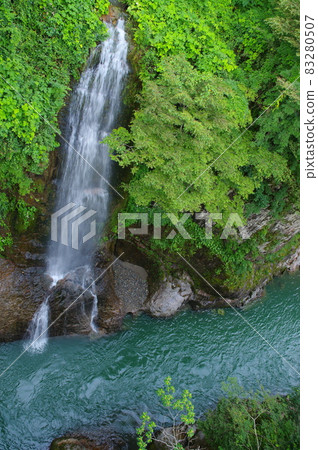 View from Komon Bridge in Tedori Gorge Hakusan Tetorigawa Geopark 83280507