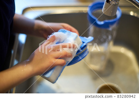 Washing, tableware, washing, help, children, hands, up, sink Washing, tableware, washing, help, children, hands, up, sink 83280942