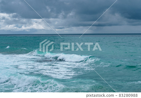 view of ocean waves and a fantastic rocky shore view of ocean waves and a fantastic rocky shore 83280988