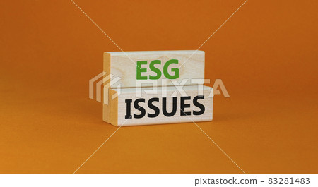 ESG environmental social governance issues symbol. Concept words ESG issues on blocks on a beautiful orange background. Business, ESG environmental social governance issues concept. Copy space. ESG environmental social governance issues symbol. Concept words ESG issues on blocks on a beautiful orange background. Business, ESG environmental social governance issues concept. Copy space. 83281483