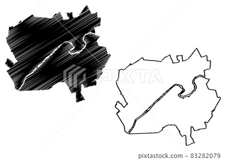 Valmiera City (Republic of Latvia, Administrative divisions of Latvia, Republican cities) map vector illustration, scribble sketch Valmiera map 83282079