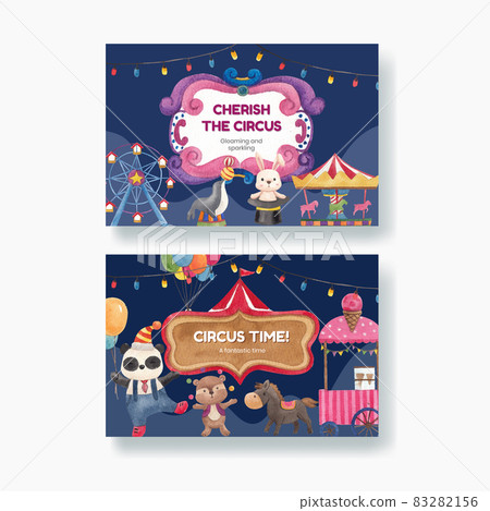 Facebook template with circus funfair concept,watercolor style 83282156