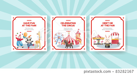 Banner template with circus funfair concept,watercolor style Banner template with circus funfair concept,watercolor style 83282167