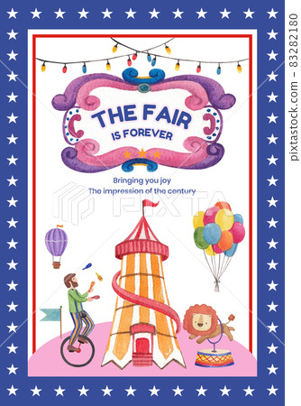 Poster template with circus funfair concept,watercolor style Poster template with circus funfair concept,watercolor style 83282180