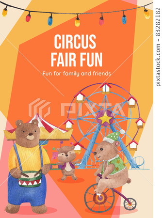 Poster template with circus funfair concept,watercolor style Poster template with circus funfair concept,watercolor style 83282182