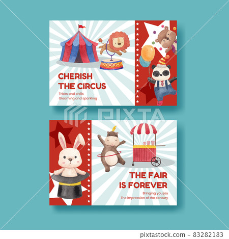 Facebook template with circus funfair concept,watercolor style Facebook template with circus funfair concept,watercolor style 83282183