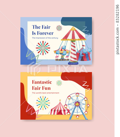 Facebook template with circus funfair concept,watercolor style Facebook template with circus funfair concept,watercolor style 83282196