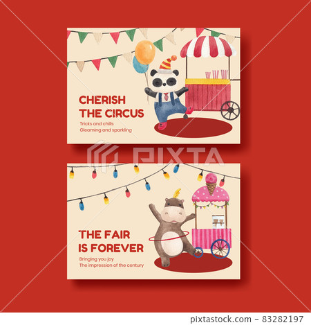 Facebook template with circus funfair concept,watercolor style Facebook template with circus funfair concept,watercolor style 83282197