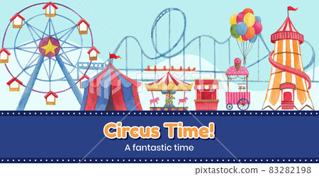Billboard template with circus funfair concept,watercolor style Billboard template with circus funfair concept,watercolor style 83282198