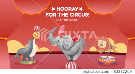 Billboard template with circus funfair concept,watercolor style Billboard template with circus funfair concept,watercolor style 83282209