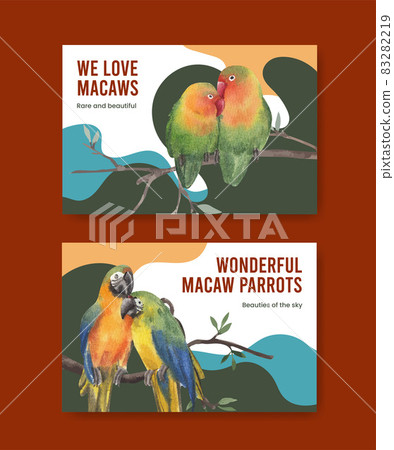 Facebook template with macaw parrot bird concept,watercolor style Facebook template with macaw parrot bird concept,watercolor style 83282219