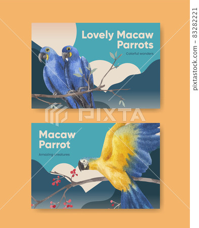 Facebook template with macaw parrot bird concept,watercolor style 83282221