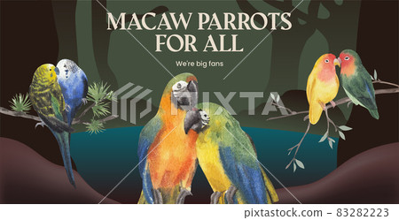 Billboard template with macaw parrot bird concept,watercolor style Billboard template with macaw parrot bird concept,watercolor style 83282223