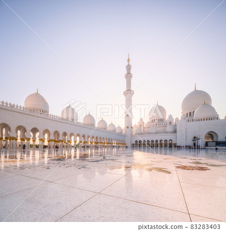 Sheikh Zayed Grand Mosque during sunset, Abu-Dhabi, UAE Sheikh Zayed Grand Mosque during sunset, Abu-Dhabi, UAE 83283403