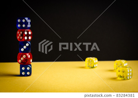 dice red and blue color green and black background dice red and blue color green and black background 83284381
