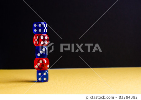 dice red and blue color green and black background dice red and blue color green and black background 83284382