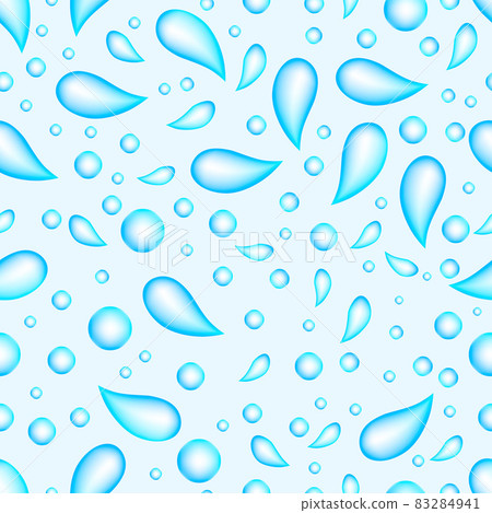 Water drops seamless pattern. Transparent water splashes vector background. 83284941