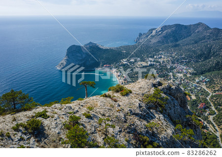 Novyi Svit town in Crimea. View from the top of Falcon Sokol mountain 83286262
