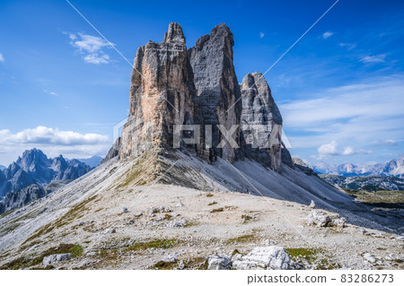 Tre Cime di Laveredo, three spectacular mountain peaks in Sesto Dolomites, South Tyrol, Italy Tre Cime di Laveredo, three spectacular mountain peaks in Sesto Dolomites, South Tyrol, Italy 83286273