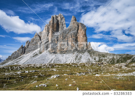 Tre Cime di Laveredo, three spectacular mountain peaks in Sesto Dolomites, South Tyrol, Italy Tre Cime di Laveredo, three spectacular mountain peaks in Sesto Dolomites, South Tyrol, Italy 83286383